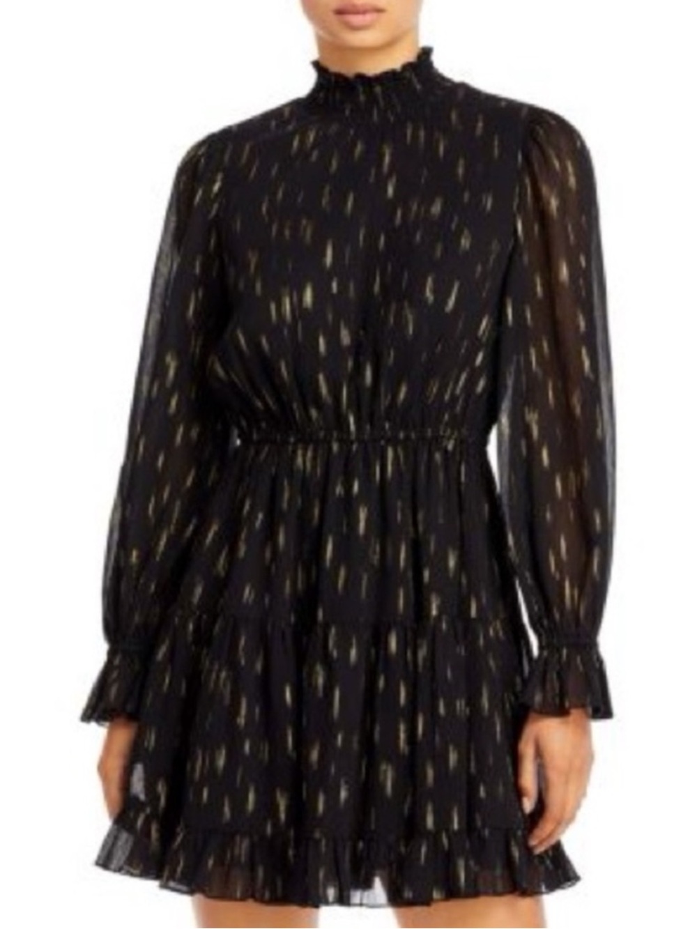 Aqua mock neck ruffle dress